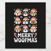 Dog Mama Christmas Merry Woofmas Hondenliefhebber Wijn Etiket (Enkel label)