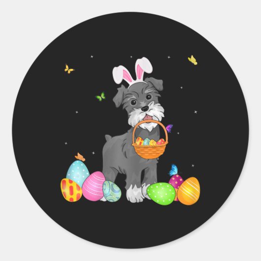 Dog Mama Cute Bunny Schnauzer Easter Day Ronde Sticker (Voorkant)