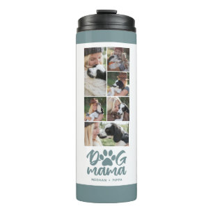 Dog Mama   Foto Grid Green Thermosbeker