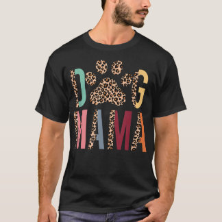 Dog Mama Leopard en Boho Ma Life Moederdag Dog T-shirt