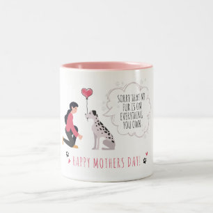 Dog mama Moederdag Funny Paws Love Heart Tweekleurige Koffiemok