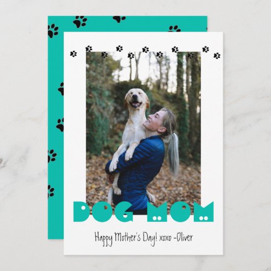 Dog mama | Pawprinters | Aangepaste foto-Moederdag Feestdagenkaart (Voorkant / Achterkant)