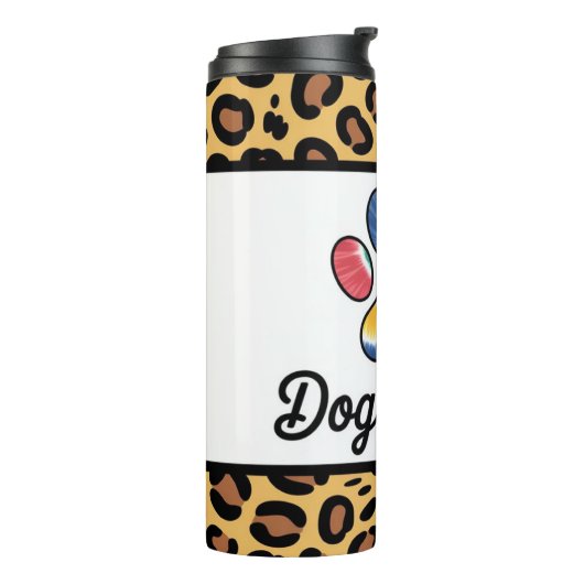 Dog Mama Tie-Dye Paw Print Leopard Pattern Design Thermosbeker (Gedraaid links)