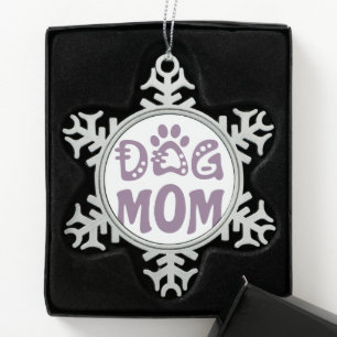 Dog mama tin sneeuwvlok ornament