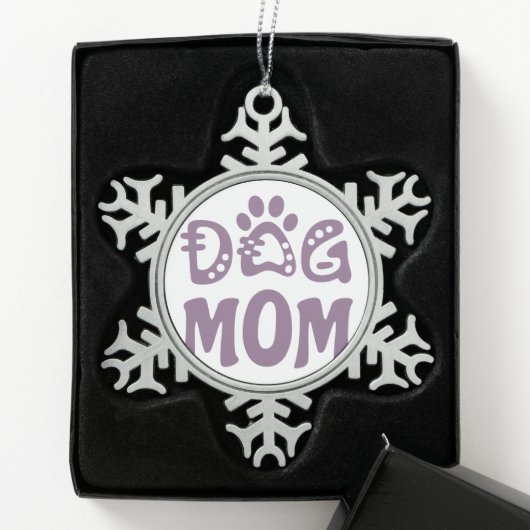 Dog mama tin sneeuwvlok ornament (Kistje)