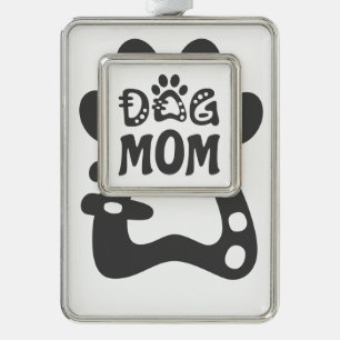 Dog mama verzilverd omlijst ornament
