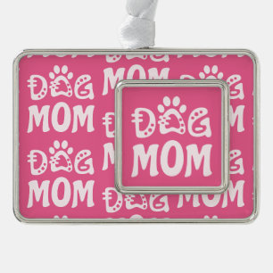 Dog mama verzilverd omlijst ornament