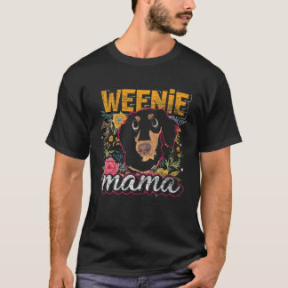 Dog mama Women Girls Gift Weenie Mama Flower Dachs T-shirt