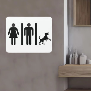 Dog Man Woman Funny Restroom home Bathroom Deurbordjes