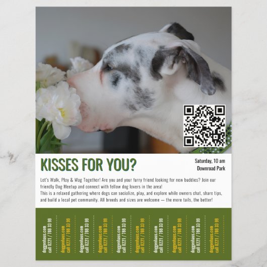 dog meetup tear-off flyer template (Voorkant)