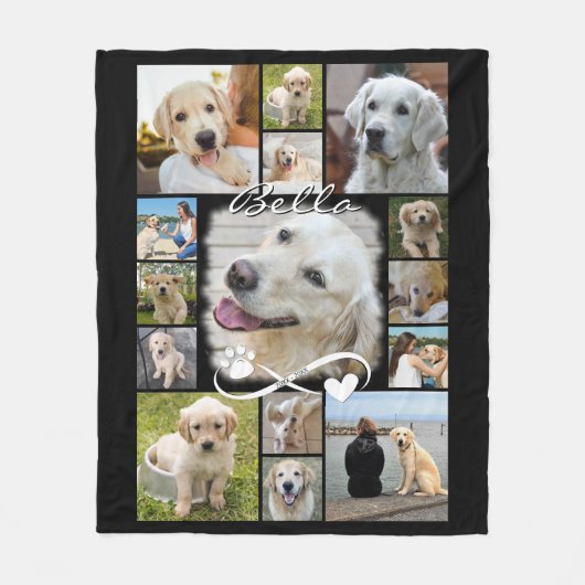 Dog Memorial 15 Foto Collage Sympathie Keepslag Fleece Deken (Voorkant)