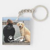 Dog Memorial 2 foto's Pawprint Heart Infinity Sleutelhanger (Achterkant)