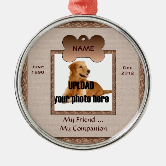 Dog Memorial Brown Tones Metalen Ornament (Voorkant)