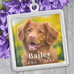 Dog Memorial Custom Pet Foto Zilver Vergulden Ketting<br><div class="desc">Eer je beste vriend met een aangepast ketting voor foto-herdenking. Dit unieke huismemoriër is het perfecte cadeau voor jezelf, familie of vrienden om eer te bewijzen aan je geliefde. Dit ketting van hondenherdenking is perfect voor hondenmoeder, hondenliefhebbers, kattengedenktekens. Pas met favoriete huishond of kattenfoto's, en naam en data aan. COPYRIGHT...</div>