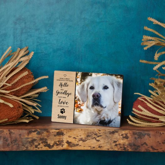 Dog Memorial Dog Foto Wood Grain Keepomwille Pet Fotoplaat (Zijkant)