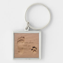 Dog Memorial Footprints in Sand gepersonaliseerd Sleutelhanger