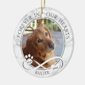 Dog Memorial Forever in Our Hearts Marble Foto Keramisch Ornament (Links)