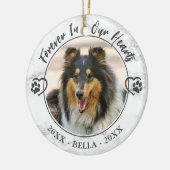 Dog Memorial Forever in Our Hearts Photo Paw Heart Keramisch Ornament (Links)
