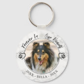 Dog Memorial Forever in Our Hearts Photo Paw Heart Sleutelhanger (Voorkant)