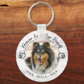 Dog Memorial Forever in Our Hearts Photo Paw Heart Sleutelhanger (Achterkant)
