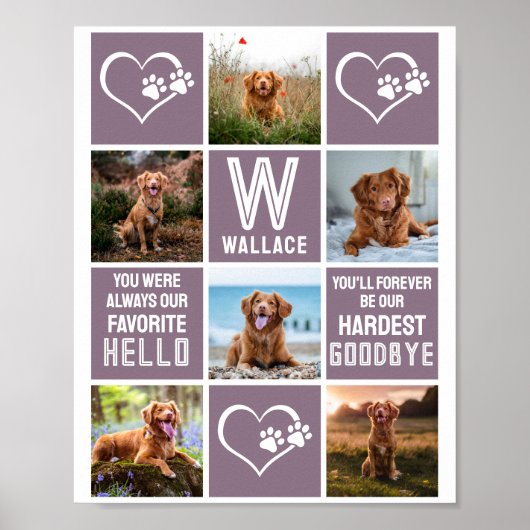Dog Memorial Foto Collage Harest Goodbye Poster (Voorkant)