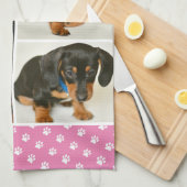 Dog Memorial Foto Collage Pet Pawprint Theedoek (Quarter Fold)