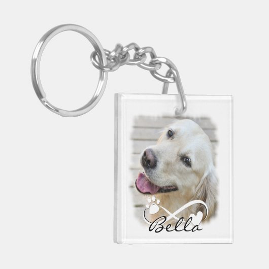 Dog Memorial Foto Paw Heart Infinity Keepomwille Sleutelhanger (Voorkant Links)