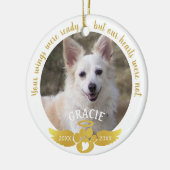 Dog Memorial Foto Pawprint Heart Angel Wings Gold Keramisch Ornament (Links)