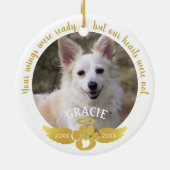 Dog Memorial Foto Pawprint Heart Angel Wings Gold Keramisch Ornament (Achterkant)