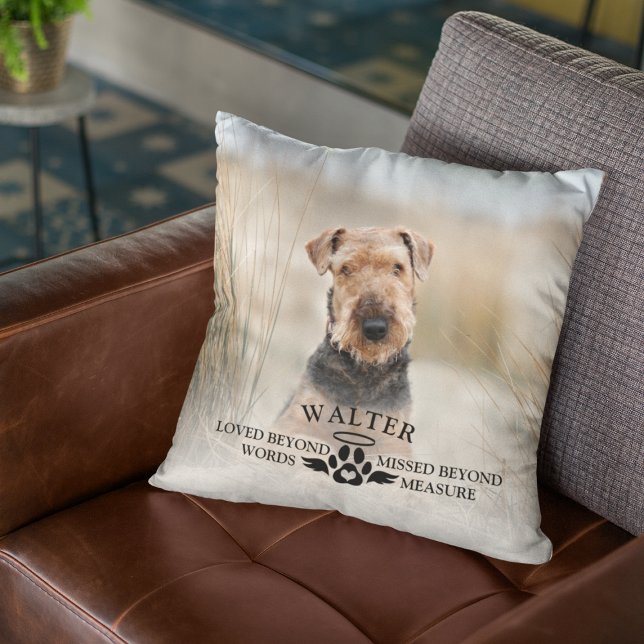 Dog Memorial Foto Sierkussen (Dog Memorial Photo Throw Pillow
)