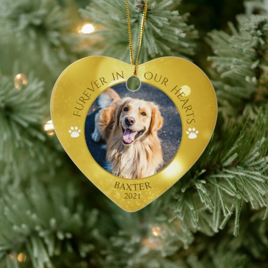 Dog Memorial FUREVER IN ONZE HARTS Foto Keepomwill Keramisch Ornament (Boom)