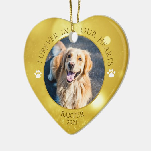 Dog Memorial FUREVER IN ONZE HARTS Foto Keepomwill Keramisch Ornament (Links)