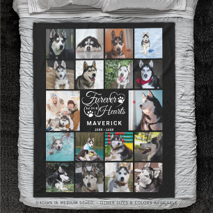 Dog Memorial FUREVER IN ONZE HEARTS Fotocollage Fleece Deken