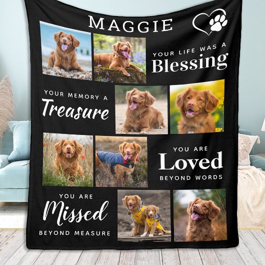 Dog Memorial Gift - Gepersonaliseerd Pet Verlies 8 Fleece Deken