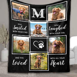 Dog Memorial Gift Personalized Pet Photo Collage Fleece Deken