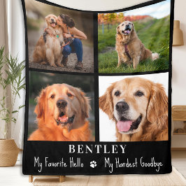 Dog Memorial Gift Pet Loss Custom 4 Photo Collage Fleece Deken