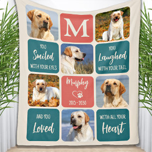 Dog Memorial Gift Pet Loss Modern Colorful 6 Foto Fleece Deken
