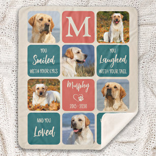 Dog Memorial Gift Pet Loss Modern Colorful 6 Foto Sherpa Deken