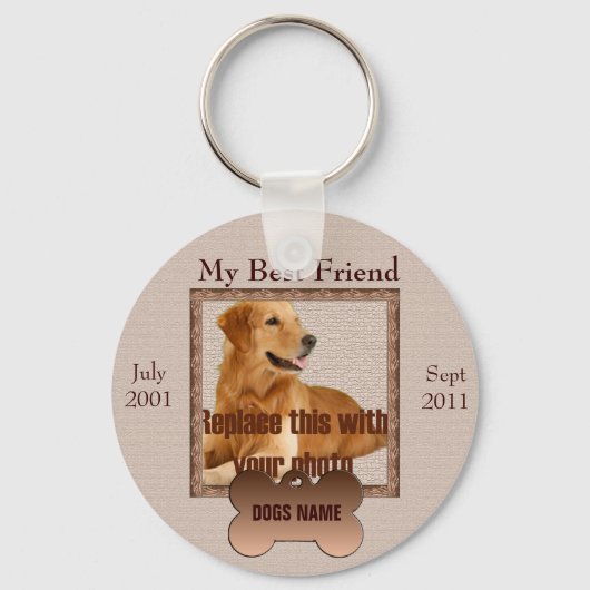 Dog Memorial in Beauful Brown Tones Sleutelhanger (Voorkant)