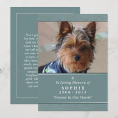 Dog Memorial Kaart 5x7 Blauwgroen Don't Grieve Poe (Voorkant / Achterkant)