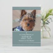 Dog Memorial Kaart 5x7 Blauwgroen Don't Grieve Poe (Staand voorkant)