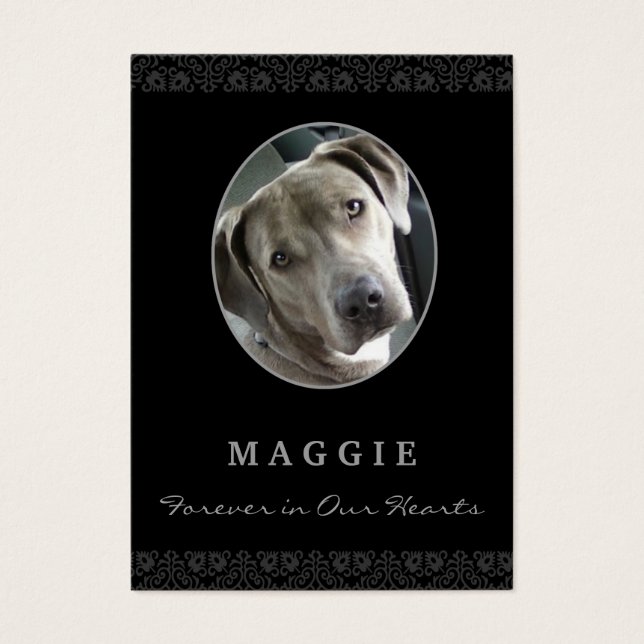 Dog Memorial Kaart - Black Photo Oval Lijst (Voorkant)