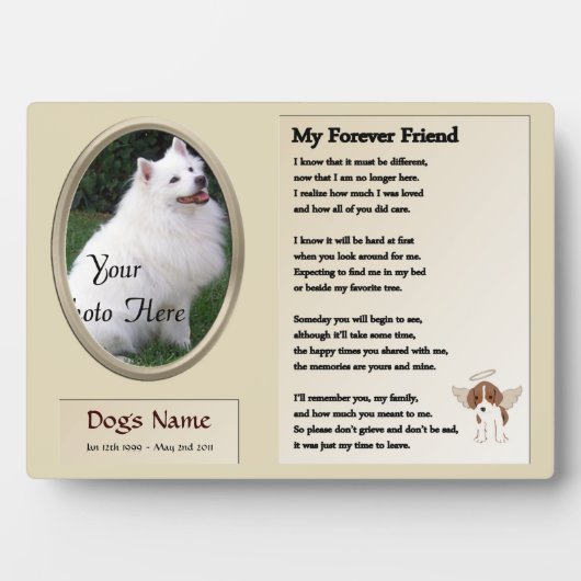 Dog Memorial - Mijn Forever Vriend - Beige Fotoplaat (voorkant)