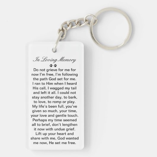 Dog Memorial - Nu ben ik vrij Sleutelhanger (achterkant)