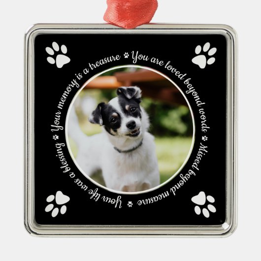 Dog Memorial Paw Prints Foto Metal Ornament (Voorkant)
