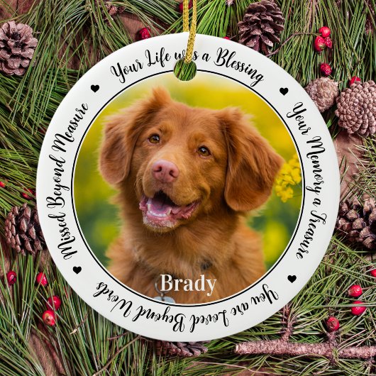 Dog Memorial personaliseert 2 Fotofoto Pet Loss Ke Keramisch Ornament
