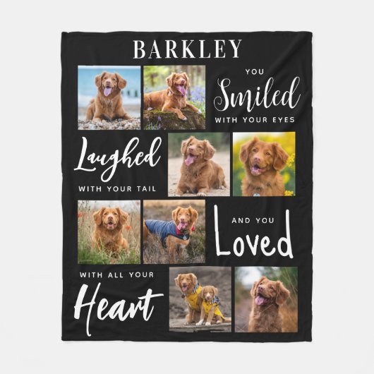 Dog Memorial Personalized Pet Loss 8 Photo Collage Fleece Deken (Voorkant)