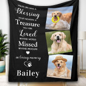 Dog Memorial Personalized Pet Loss Gift 3 Foto Fleece Deken