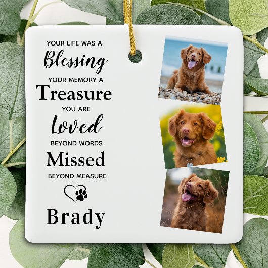 Dog Memorial Personalized Pet Loss Gift 3 Foto Keramisch Ornament