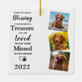 Dog Memorial Personalized Pet Loss Gift 3 Foto Keramisch Ornament (Achterkant)